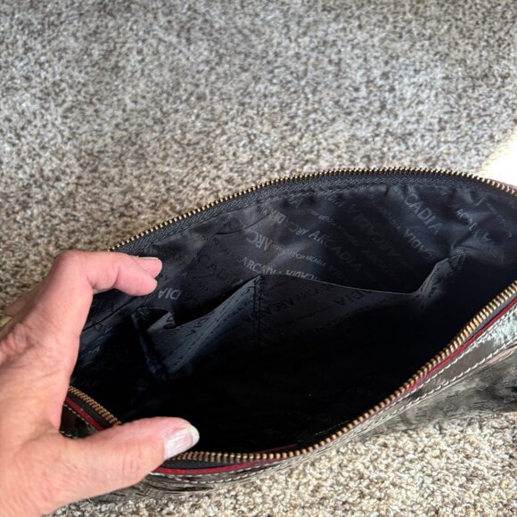 Arcadia Italian Black Patent Leather Bag With Adjustable Strap - Picture 3 of 5